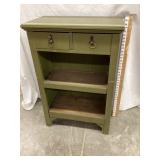 Primitive Wooden 2 Drawer Stand, Painted w/ Key,
