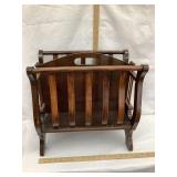 Ornate "Harp Ended" Wooden Magazine Rack, 17"W,