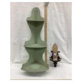 Primitive Wooden Painting Corner Shelf & Small