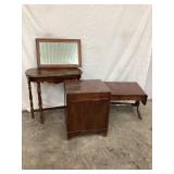 (3) Vintage Wooden Furniture Pcs. & Oak Framed