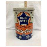 Blue Star Potato Chip Tin, 11 1/4"T
