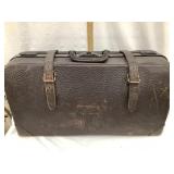 Vintage Leather Suitcase, 26"W, 14"T