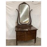 3 Drawer Oak Dresser w/ Wishbone Type Mirror, 72