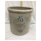 Red Wing Union Stoneware 5 Gal. Crock, 4" Wing,