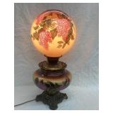 Vintage Hand Painted Kerosene Lamp, Electrified,