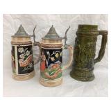 (3) Ceramic Beer Steins, (2) Made in Germany