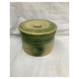 Stoneware Butter Crock w/ Lattice & Daisy