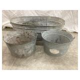 Galvanized Wash Tub, 36"L & (2) Galvanized