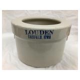 Louden, Fairfield, Iowa Adv. Stoneware Salt Lick