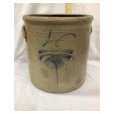 Salt Glazed 4 Gal. Crock w/ Cobalt Target Design,