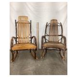 (2) Bent Wood Primitive Rocking Chairs, (1)