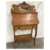 Ornate Drop Front Writing Desk w/ Beveled Mirror