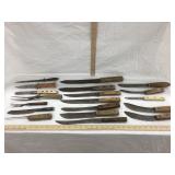 Flat of Vintage Butcher Knives, Utensils & Knives