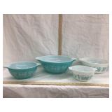 4 Piece Pyrex Butter Print Mixing Bowls, 4Qt has