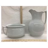 Ironstone 12 1/4" T Water Pitcher & 8 1/2"