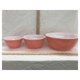 3 Piece Pink Pyrex Mixing Bowl Set, 10 1/2", 7