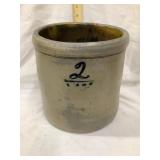 Salt Glazed 2 Gal. Crock w/ Dots Design, 9 1/2"T,