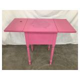 Pink Painted Drop Leaf Table, Missing Drawers,