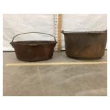 (2) Cast Iron Kettles, 11 1/4" & 10 1/4" Diameter