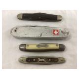 (4) Vintage Pocket Knives, Well Used