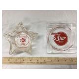 (2) Vintage Dubuque Star Beer Ashtrays
