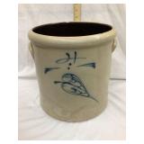 Salt Glazed 4 Gal. Crock w/ Cobalt Whiskers &