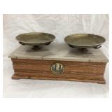 Marble & Wood Pharmacy Scale, Refinished, (1)