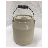 5 1/2"T Stoneware Storage Jar w/ Lid, Rim Glaze