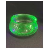 Green Depression Uranium Glass Swirled Bowl/Fish