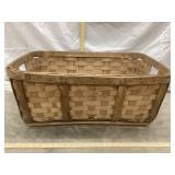 Early Wooden Weaved Basket, 28 1/2" x 11 1/2" x