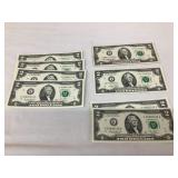 (8) $2 Bills-(4) 2013 Consecutive Serial #-(2)