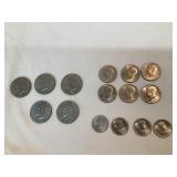 (5) Eisenhower Dollars, (6) Kennedy Half Dollars,