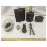 Lot of Black Powder Items Incl. Brass Powder Horn