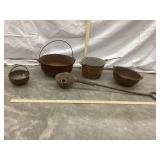 (5) Blacksmithing Cast Iron Pieces, Kettles &