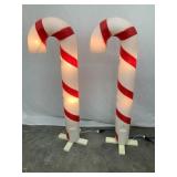 (2) Blow Mold Candy Canes, by Empire?, (1) C