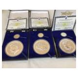 (3) Kennedy Half Pound Silver Plated/Enriched 3