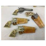 (4) Toy/Cap Pistols incl. (3) Daisy, (3) Holsters