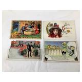 (4) Vintage Halloween Postcards
