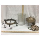 Ornate Hanging Light w/ Etched Glass Shade, Shade