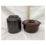 6"T Albany Storage Crock(lip chips) & 3 3/4"T