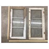 (2) Vintage Three Pane Windows, 28" T x 13 1/4"