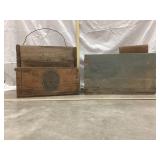 (4) Primitive Wood Boxes (1) Swift Meats Adv., NO
