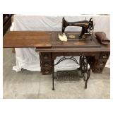 Franklin Treadle Sewing Machine w/ Extras,