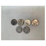 (2) Silvery Mercury Dimes & (4) Silver Roosevelt