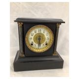 Ornate Ingraham Mantel Clock w/ Key, 11"T, 11"L,