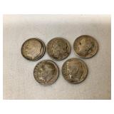 (5) Silver Roosevelt Dimes