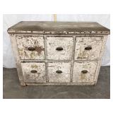 Primitive 6 Drawer Painted Cupboard, Top is 45
