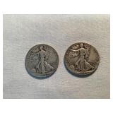 (2) 1941 Walking Liberty Silver Half Dollars