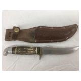 Western Knife w/ Leather Sheath, 5"L Blade
