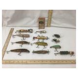 (12) Vintage Fishing Lures & Heddon Tackle Catalog